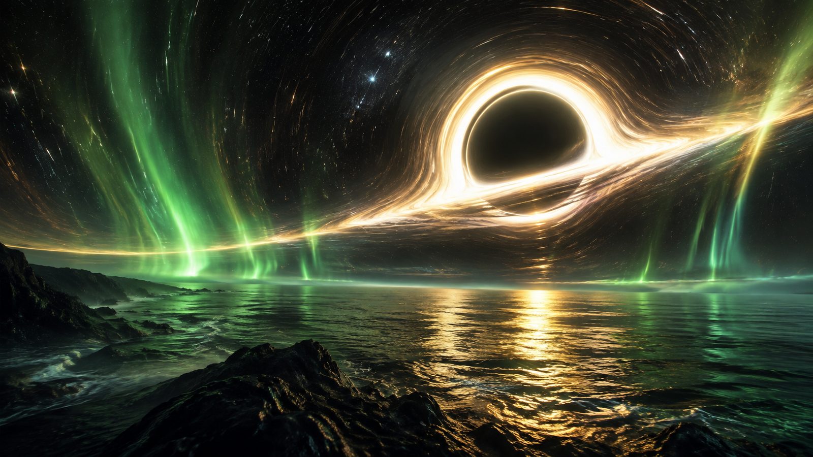 Fantastical ocean beneath a warped black hole